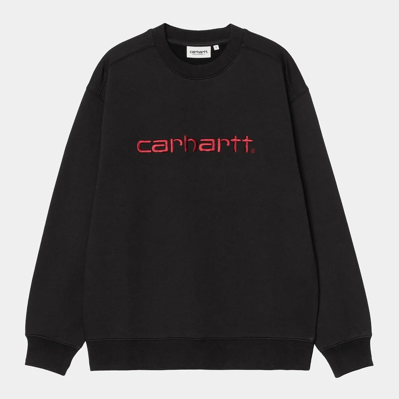 Carhartt WIP DAMES Carhartt Sweattop | Zwart / Scharlakenrood