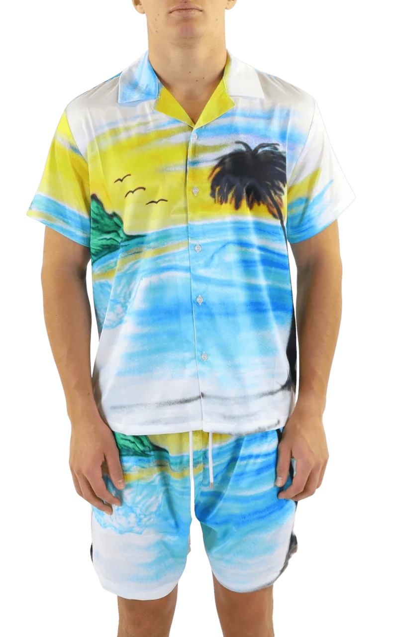 FLÂNEUR Heren Airbrushed Silk Shirt