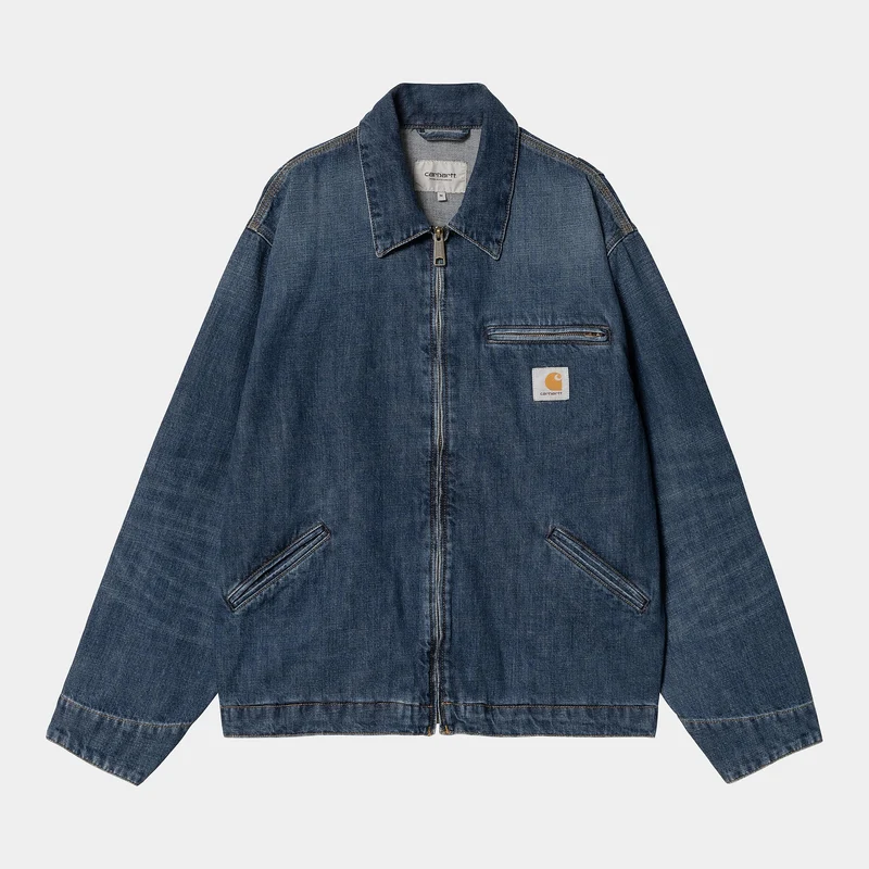 Carhartt WIP HEREN OG Detroit Camano denimjack - donkerblauw met gebruikte wassing