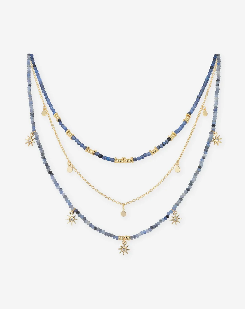 BEADS LAYERED NECKLACE BLAUW