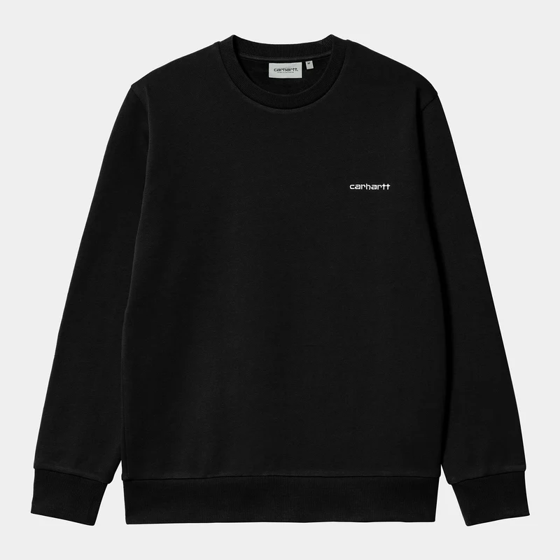 Carhartt WIP Heren Script Borduurwerk Sweat Top - Zwart / Wit