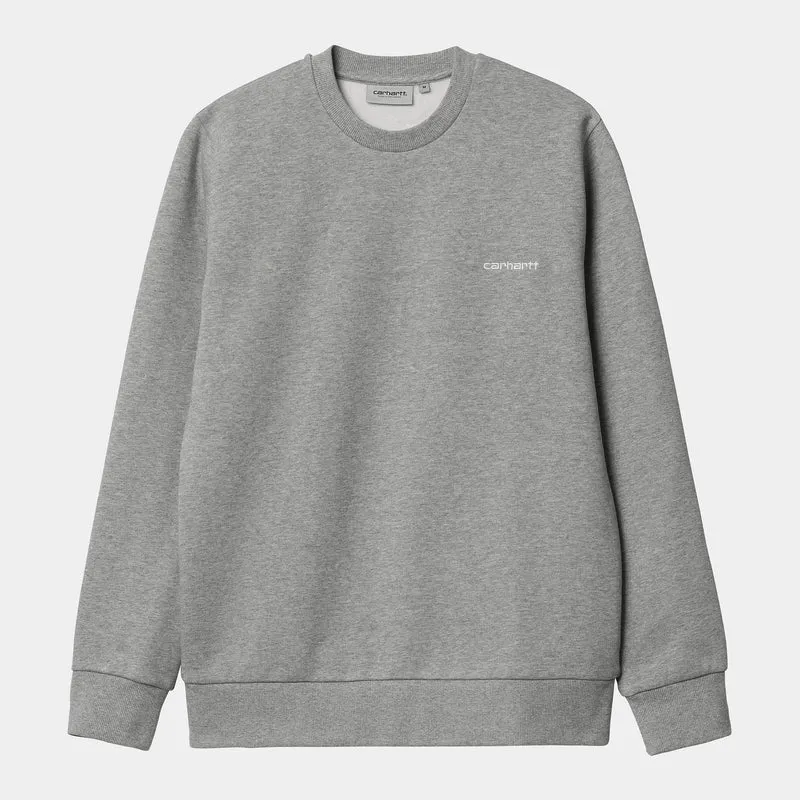 Carhartt WIP Heren Script Borduurwerk Sweat Top - Grijs Heather / Wit