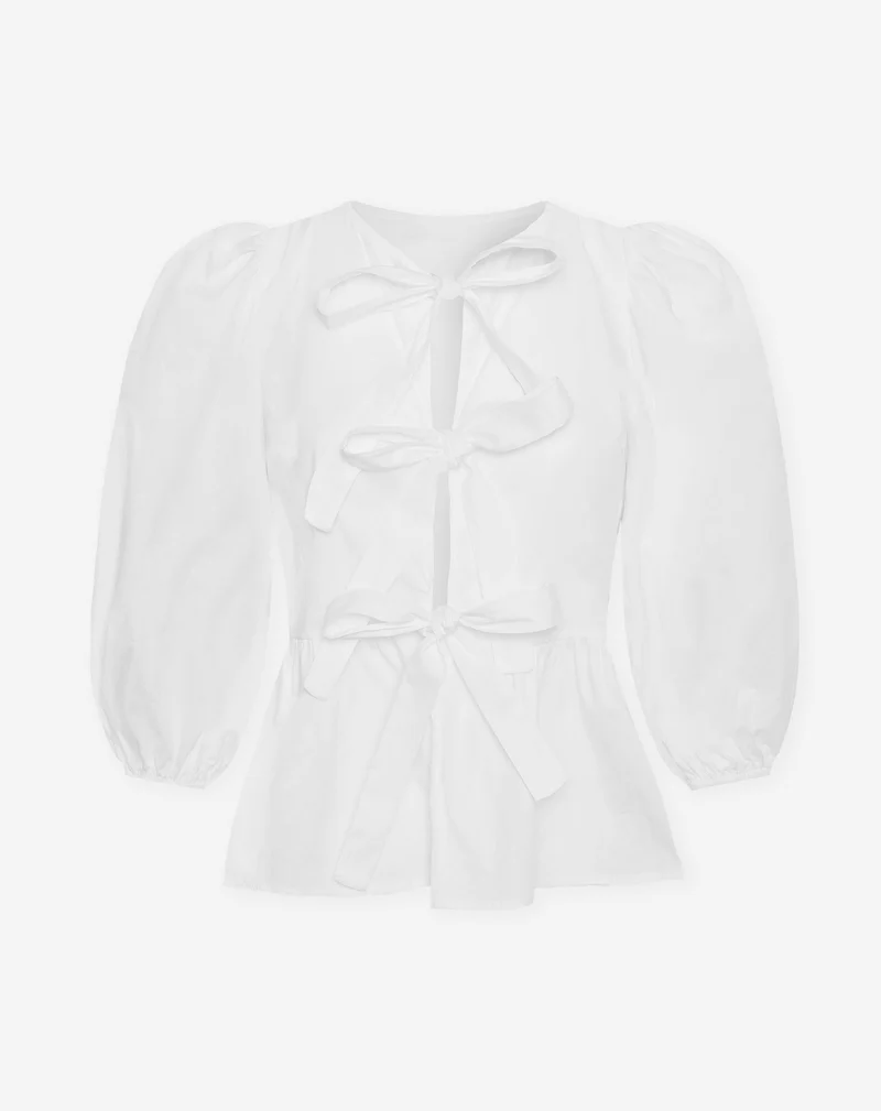 POPLIN BOWS TOP CRÈME