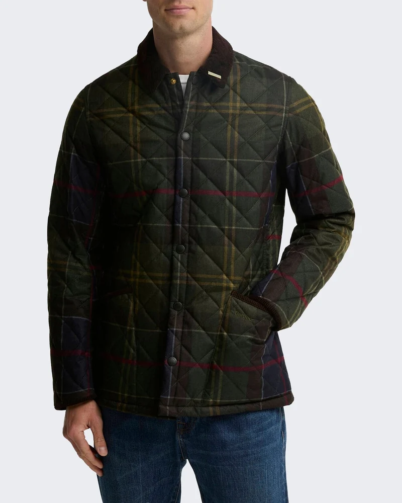 Heren Heritage Liddesdale gewatteerde jas met tartan Groen