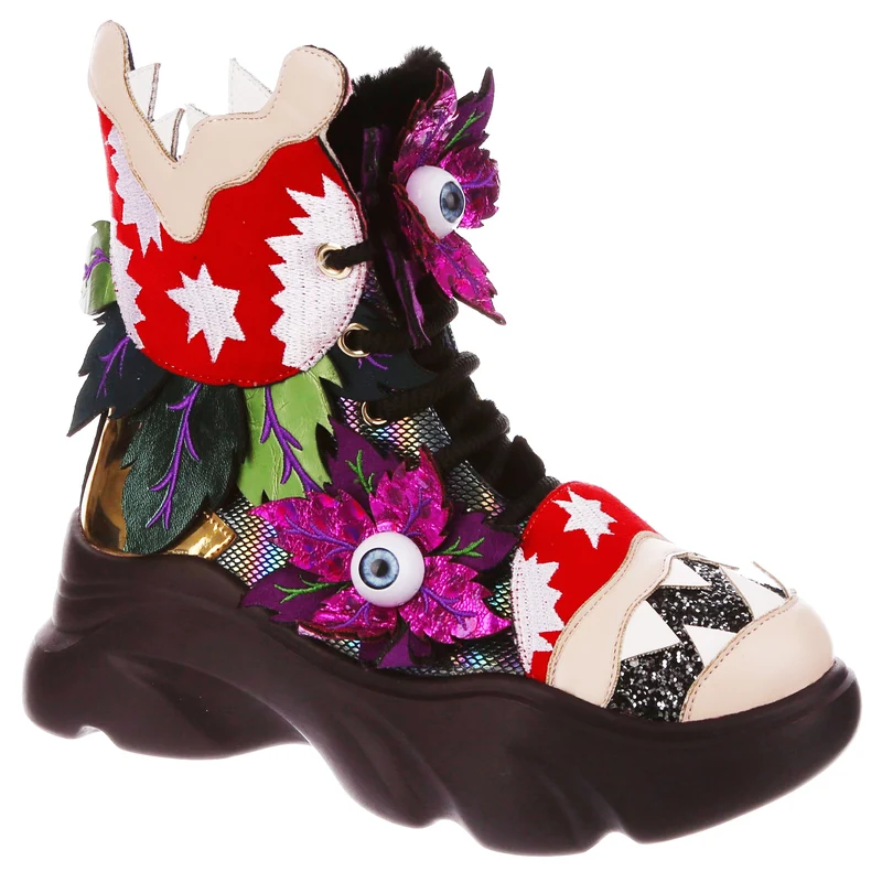 Irregular Choice - Goulish Garden hoge sneakers - Petrol