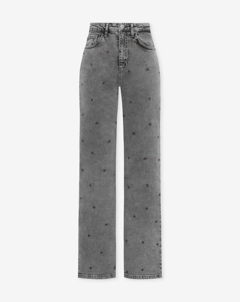 HEART BOOTCUT JEANS GRIJS BRUIN