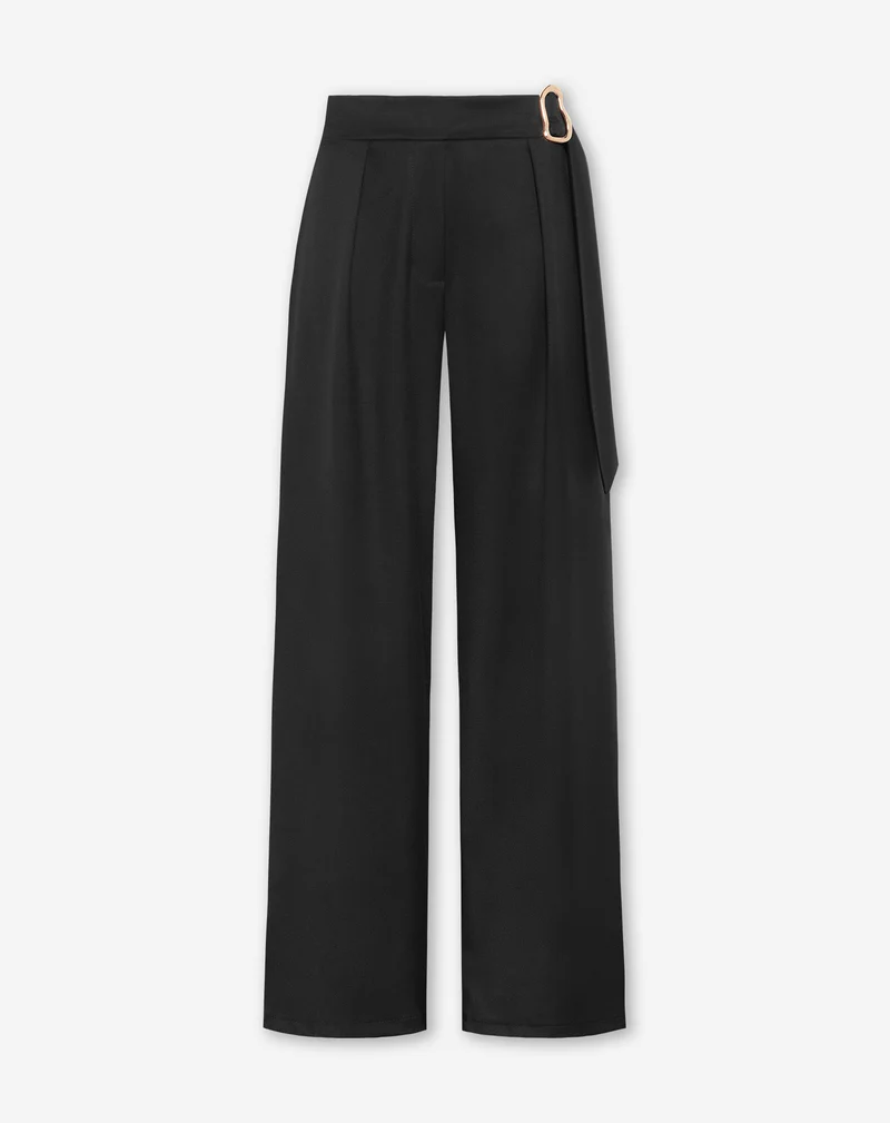 PHOEBE BUCKLE STRAIGHT LEG PANTALON PETITE ZWART