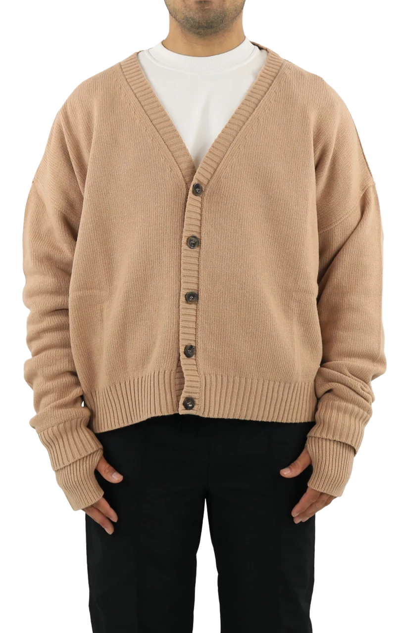 Ambush Heren Oversized Logo Cardigan Natur