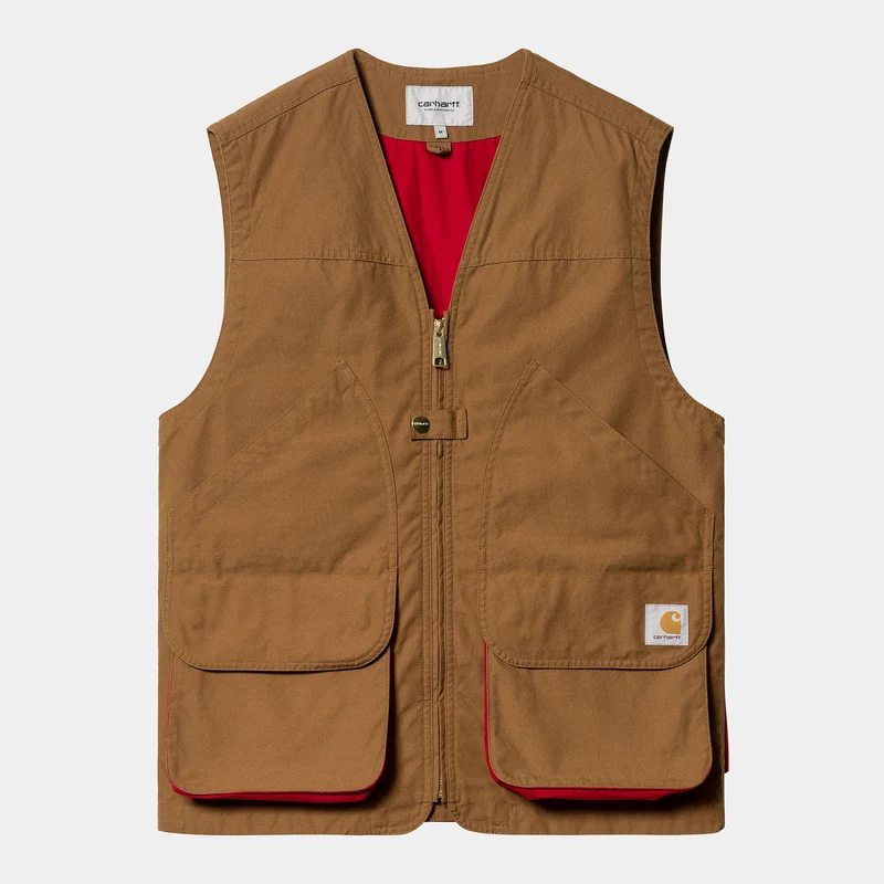 Carhartt WIP Heren Heston Heavy Stone Wash Vest - Hamilton Bruin / Kersen