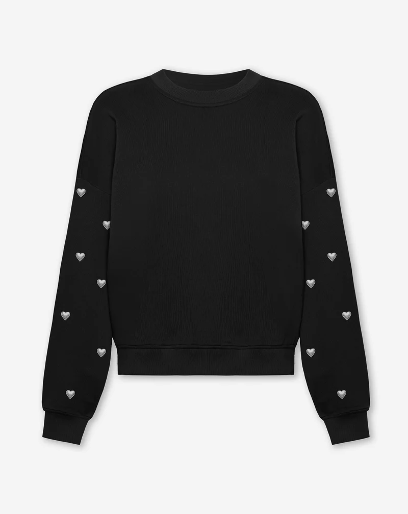 HEART STUD SWEATER ZWART