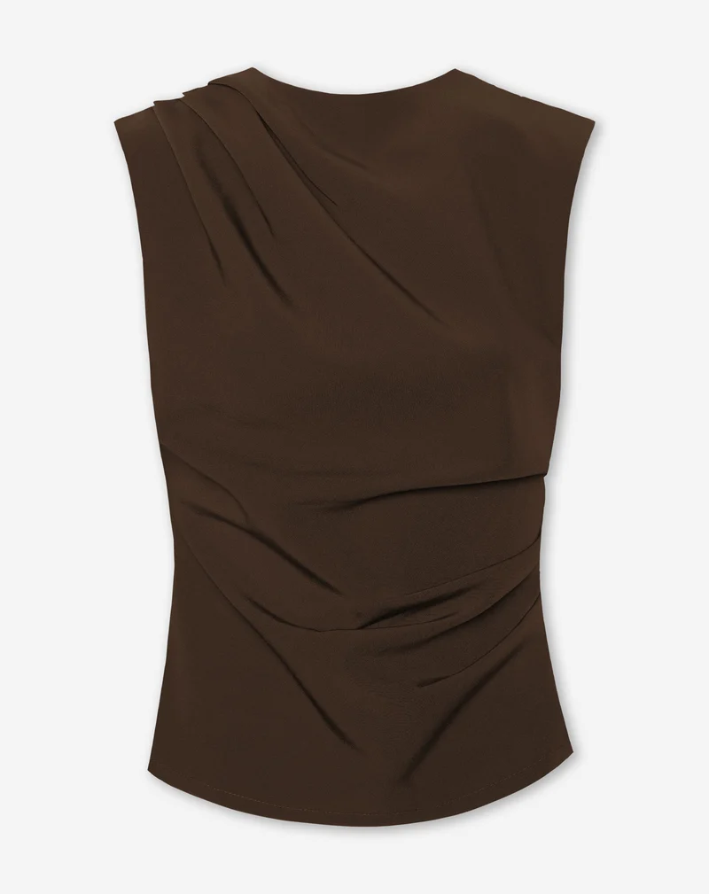 SOFIA RUCHED TOP DONKERBRUIN