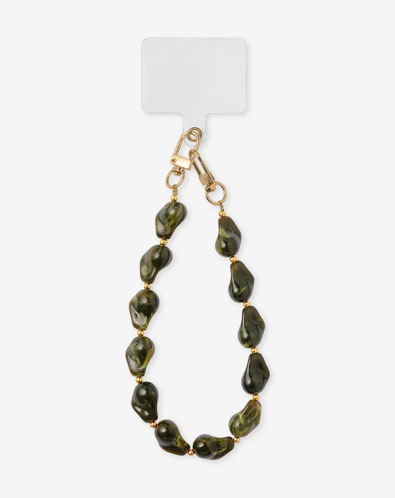 COLORED BEADS TELEPHONE CORD OLIJFGROEN