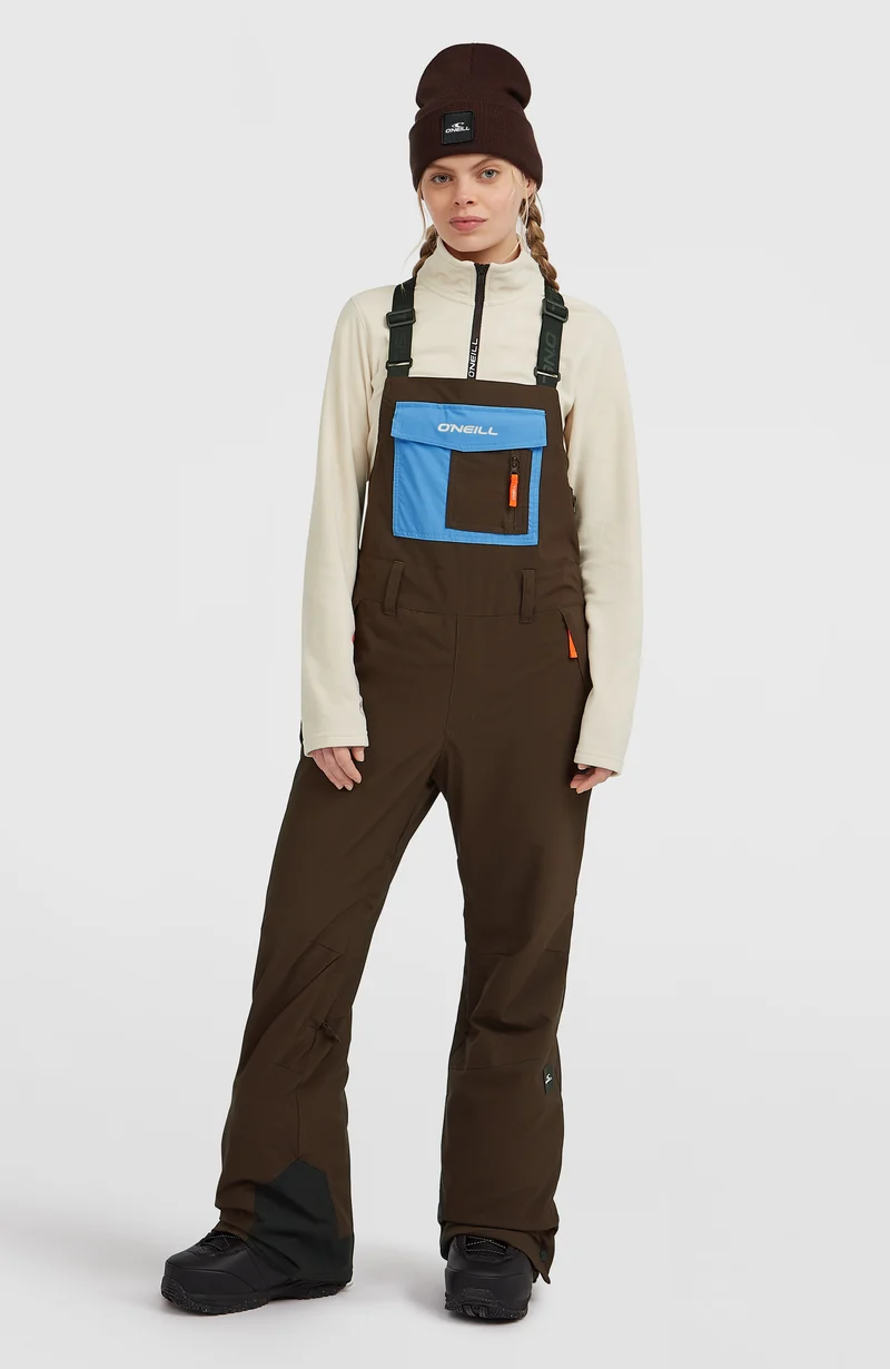 FWC'Peak Bib wintersportbroek | Coffee Bean Colour Block