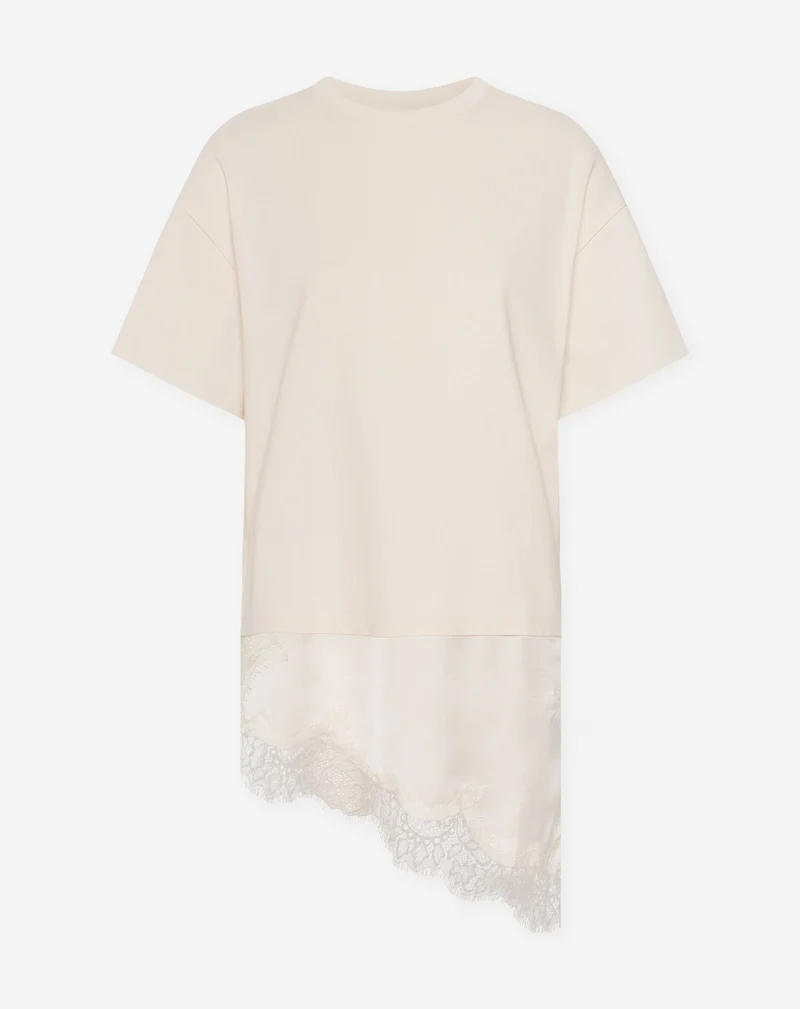 PIP LACE BOTTOM OVERSIZED TEE CRÈME
