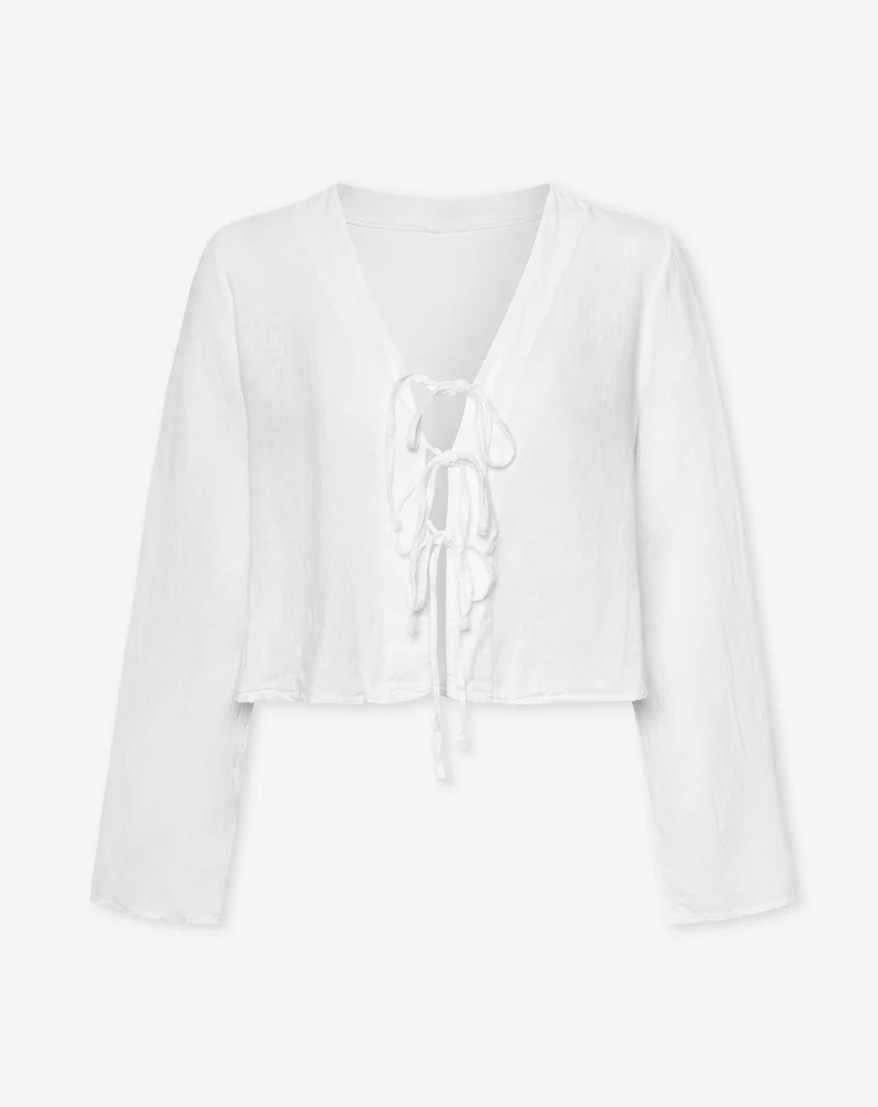 CARMEN LINEN BOW TOP WIT