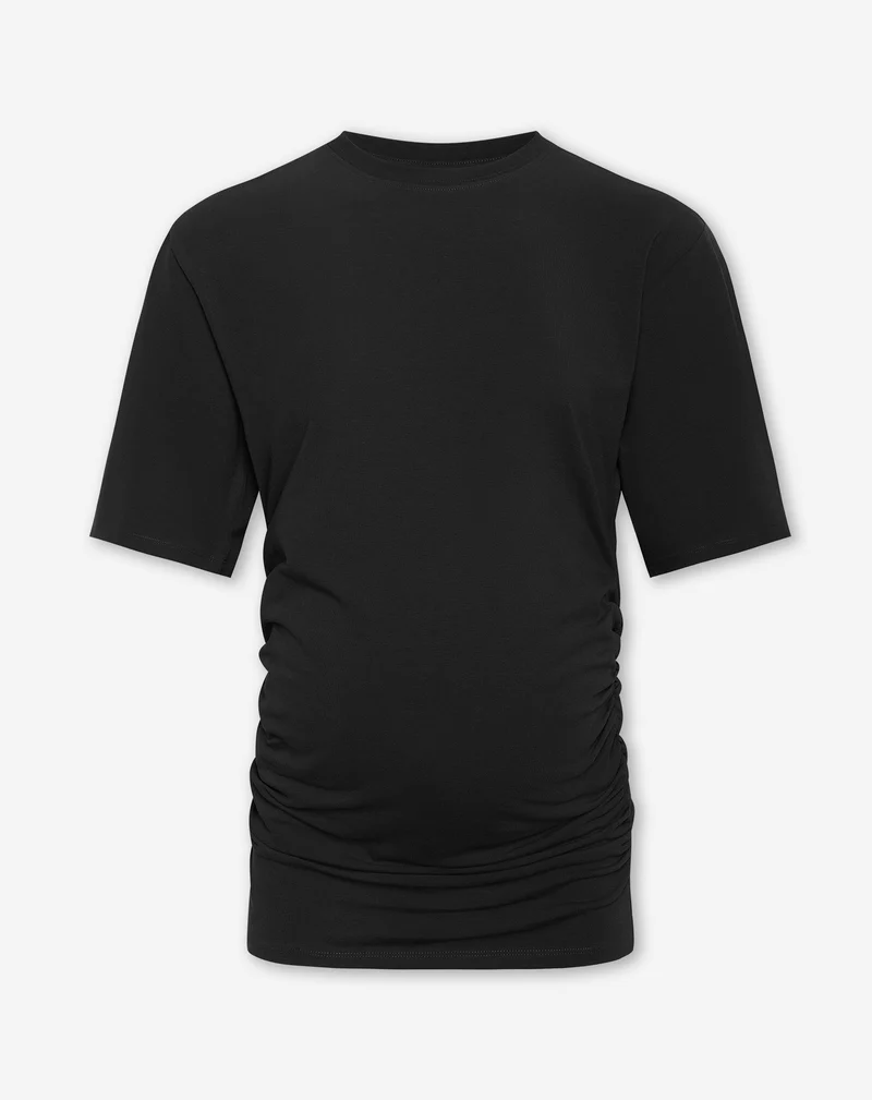 GATHERED SHORT SLEEVE TEE MATERNITY ZWART