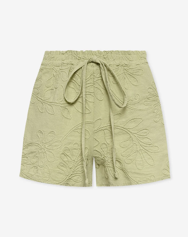 FEMKE FLOWER SHORTS LICHT OLIJFGROEN