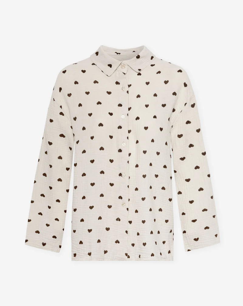 HEART MOUSSELINE BLOUSE BRUIN