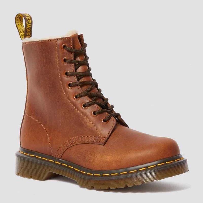 Dr Martens Dames 1460 Serena met namaakbont gevoerde laars - Butterscotch