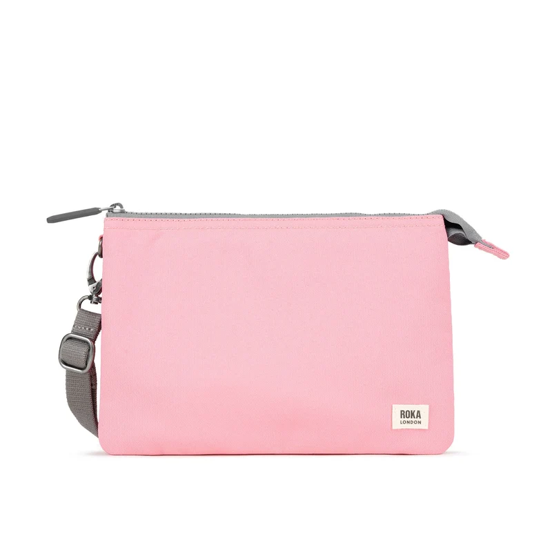 ROKA Carnaby Crossbodytas van gerecycled canvas, roze, extra groot