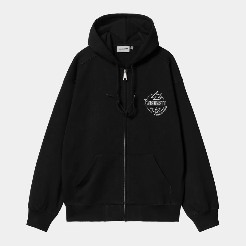 Carhartt WIP Heren Ablaze Zip Front Jacket Hoodie - Zwart