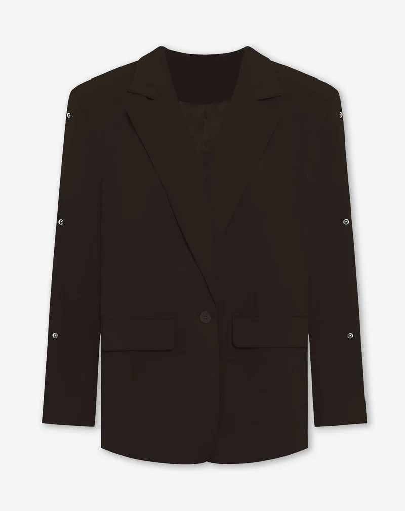 MAINE BUBBLE STUD BLAZER DONKERBRUIN