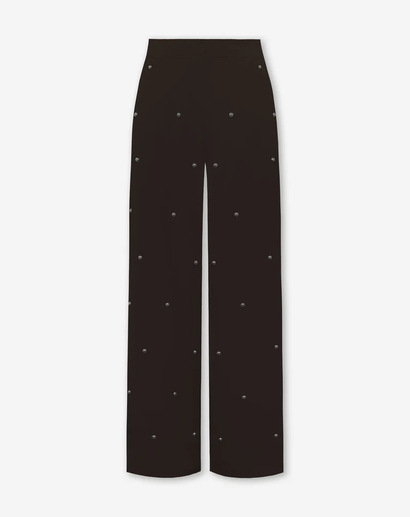 FLO BUBBLE STUD STRAIGHT LEG PANTALON DONKERBRUIN