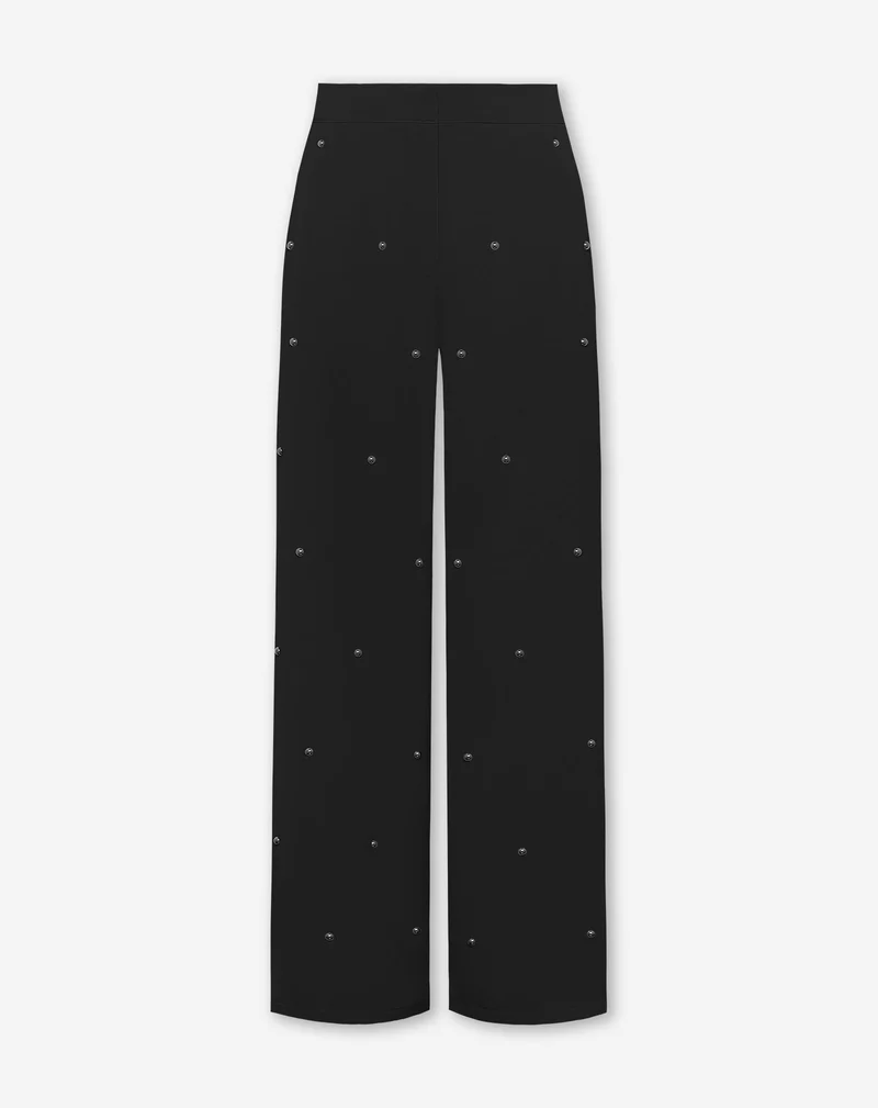 FLO BUBBLE STUD STRAIGHT LEG PANTALON ZWART