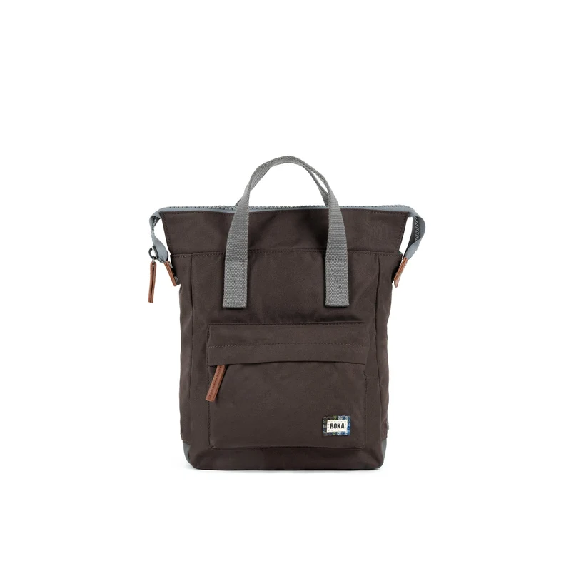 ROKA Flanel Bantry B Donkere chocolade kleine tas van gerecycled canvas