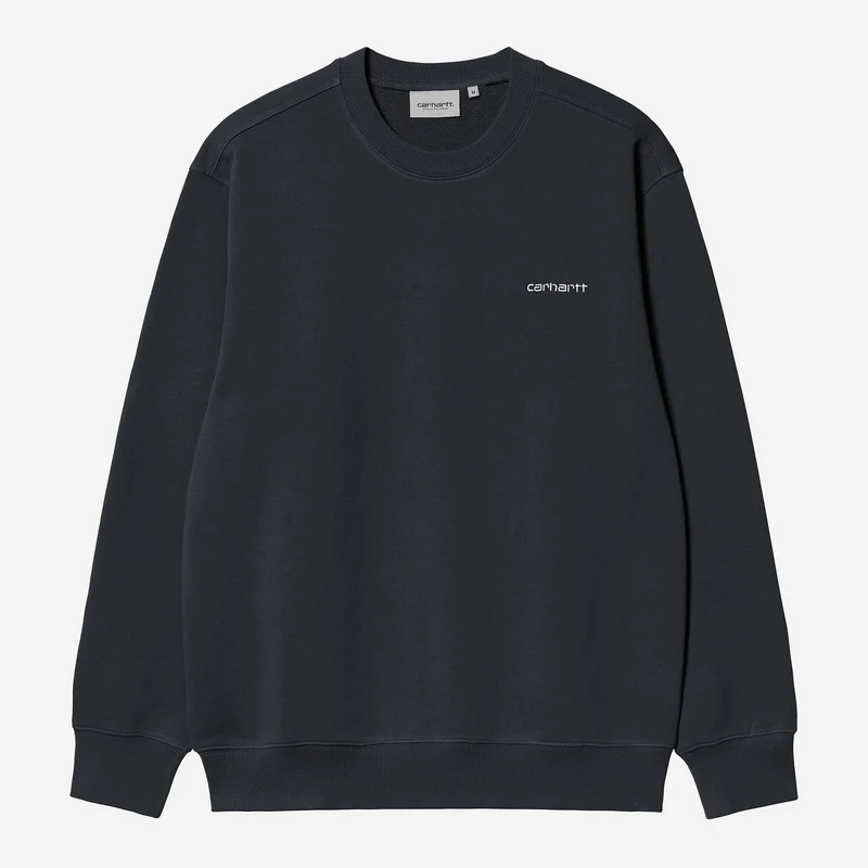 Carhartt WIP Sweatshirt voor heren met geborduurd script | Deep Night