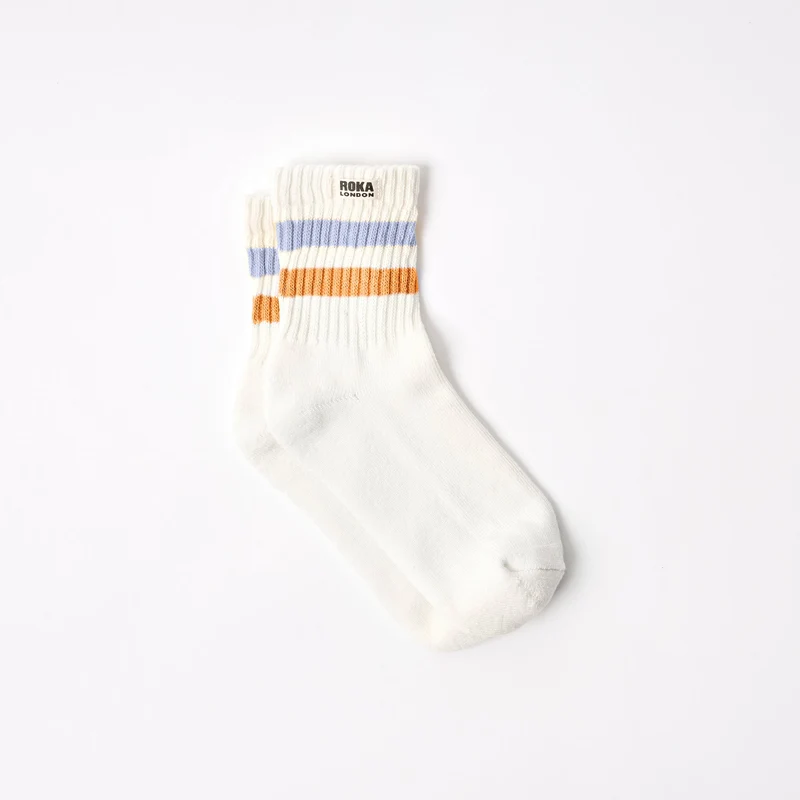 ROKA Windsor Stripe sokken van biologisch katoen | Thistle / Burnt Orange