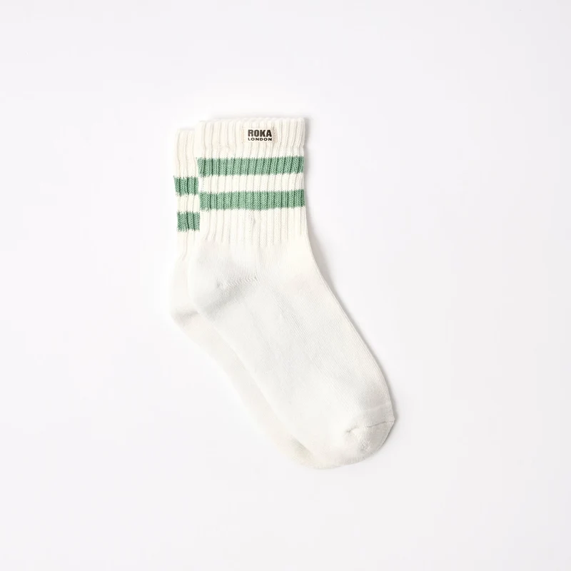 ROKA Windsor Stripe Sokken van biologisch katoen | Matcha