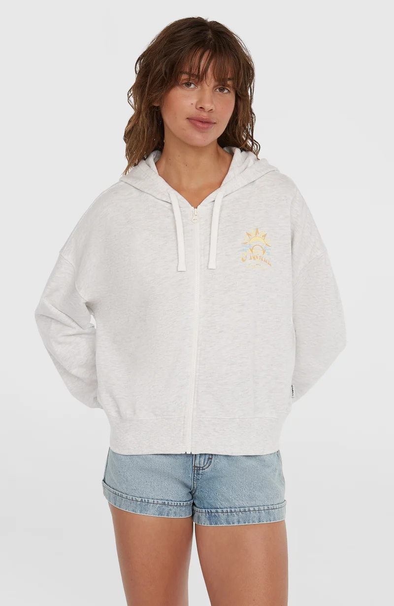 Beach Vintage capuchonvest met volledige rits | White Melange