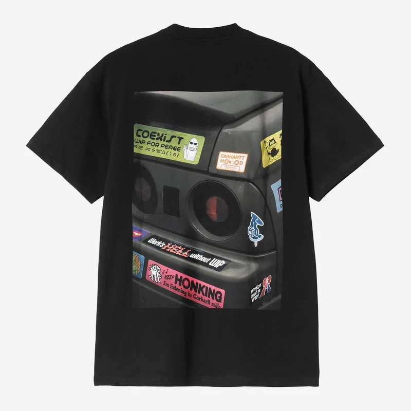 Carhartt WIP T-shirt voor heren met botsauto-print | Zwart