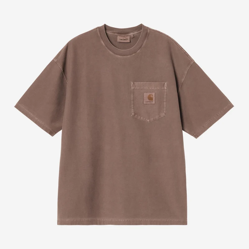Carhartt WIP Heren T-shirt met losse zakken | Tabakskleurige geverfde stof