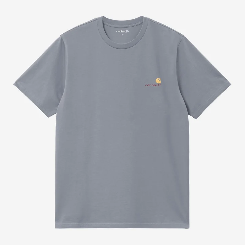 Carhartt WIP Heren T-shirt met korte mouwen American Script T-shirt | Schaduwblauw