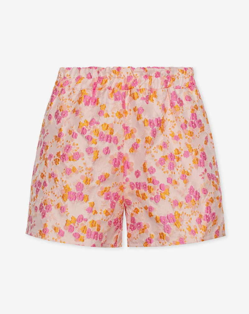 FLOWER JACQUARD SHORTS ORANJE ROZE