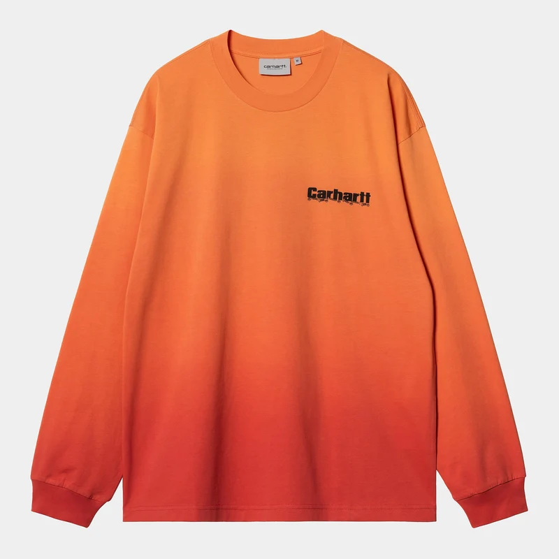 Carhartt WIP Heren Light Work T-shirt met lange mouwen | Pompoen/kers dip-dye