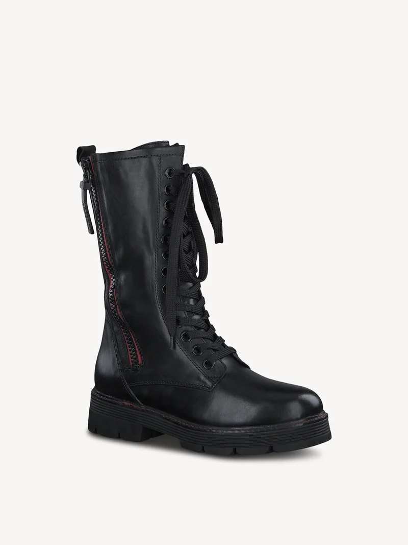 Marco Tozzi damesmode leren kalfslaars - zwart