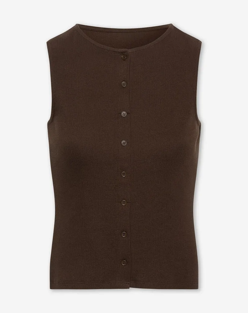 BUTTON UP RIB TOP BRUIN