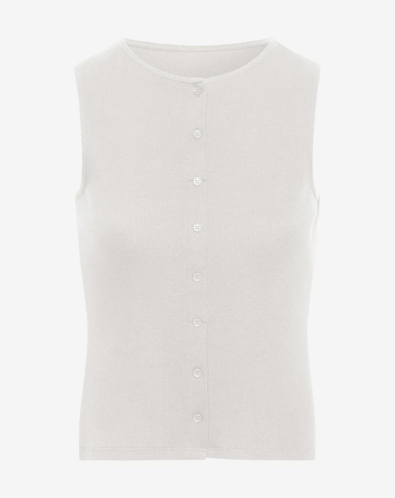 BUTTON UP RIB TOP CRÈME