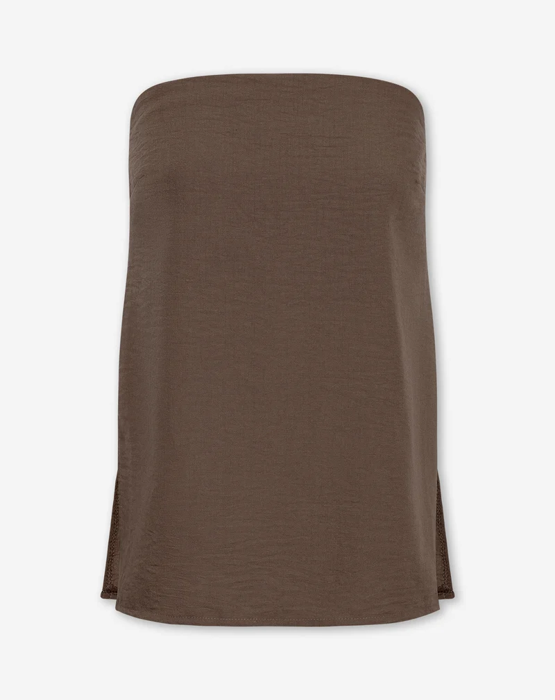 IZZY LINEN STRAPLESS TOP BRUIN