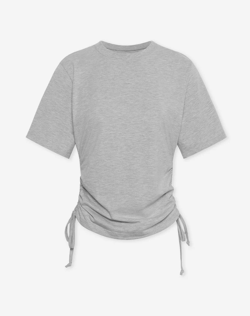 SIDE GATHERING TEE GRIJS MELANGE