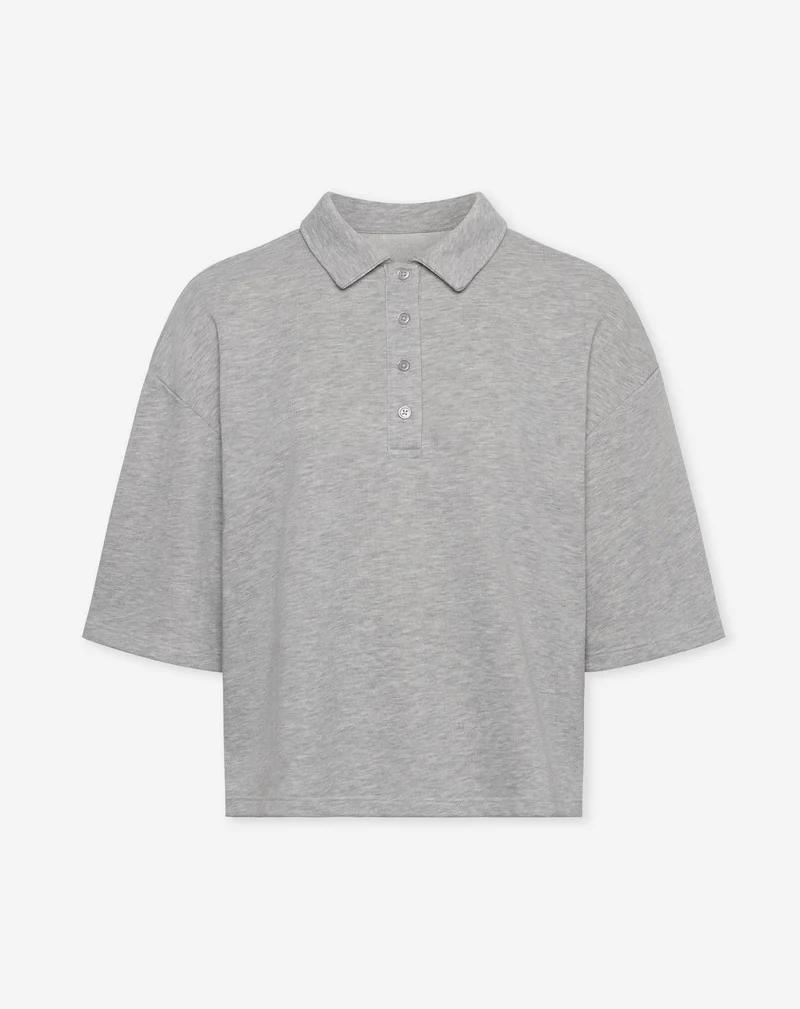 OVERSIZED POLO SWEAT TOP GRIJS MELANGE