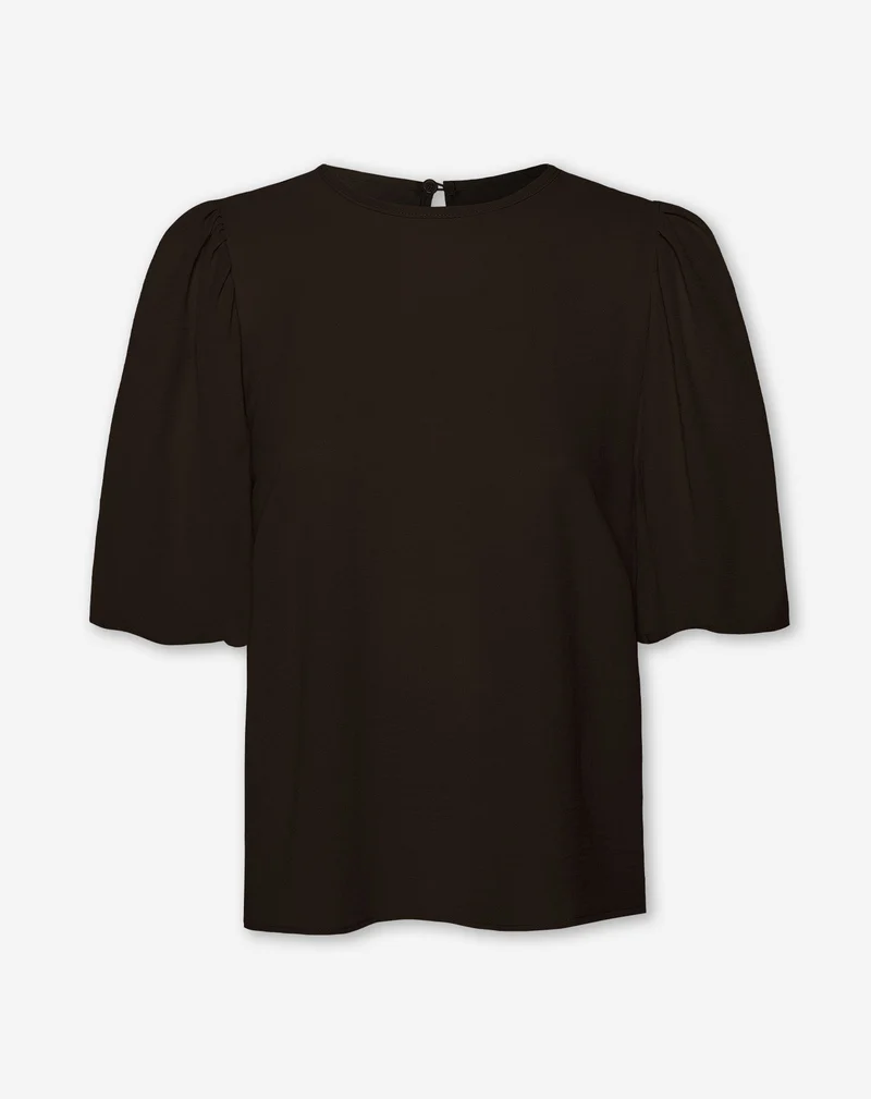JULIE PUFF SLEEVE TOP CHOCOLADEBRUIN