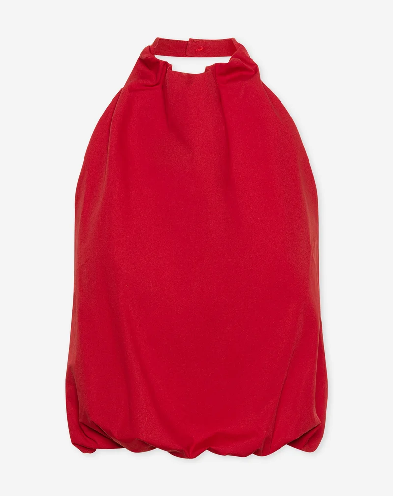 ROBIN COTTON HALTER BUBBLE HEM TOP ROOD