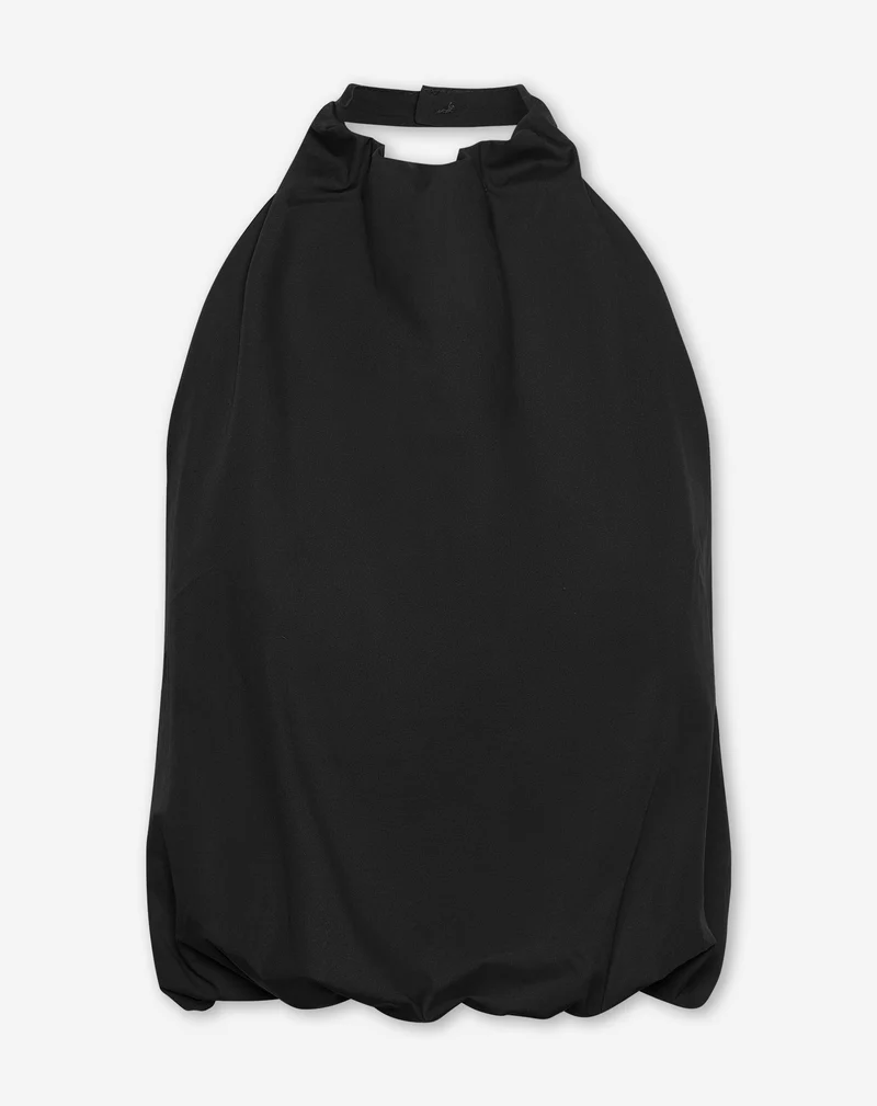 ROBIN COTTON HALTER BUBBLE HEM TOP ZWART