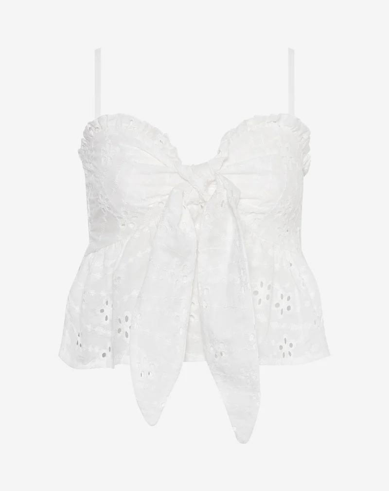 BRODERIE BOW CAMI TOP WIT