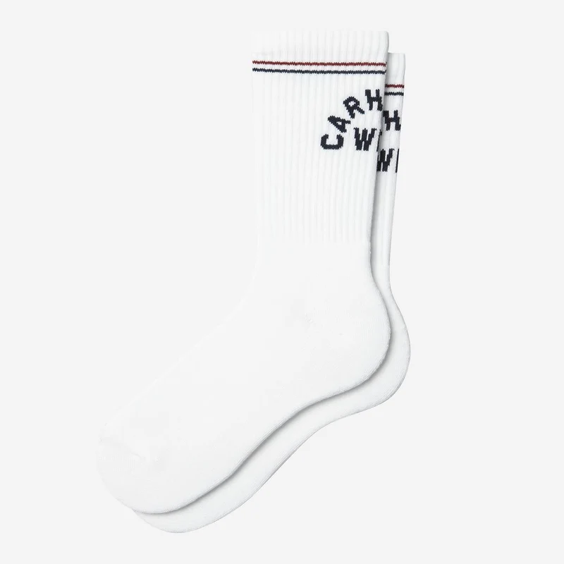Carhartt WIP Herensokken met Arch Script-logo | Wit Donkerblauw