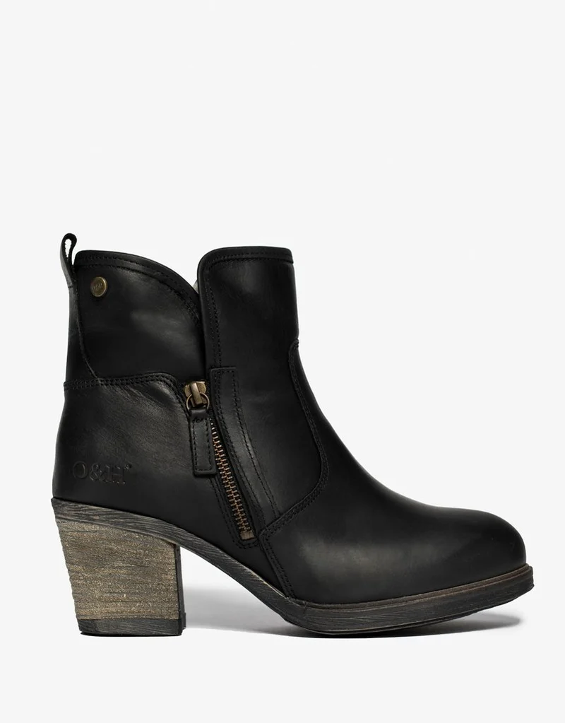 Oak & Hyde Dames East Side Cesar leren enkelboek - zwart